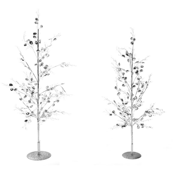 Pavilion Gift Company - Silver - 25" & 22" Decorative Gemmed Trees (Set of 2)