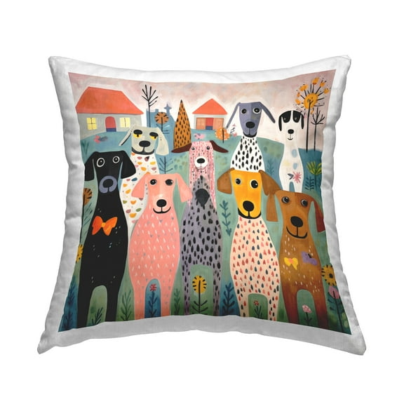 Stupell Industries Mixed Puppies Landscape Decorative Printed Throw Pillow Design by Lazar Studio
