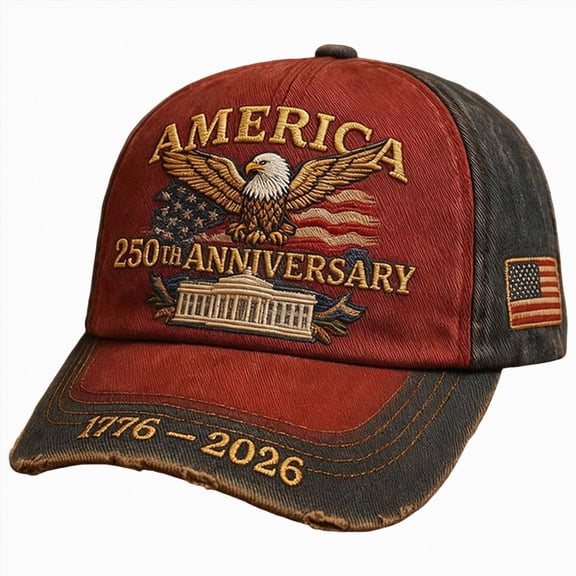idosla 250th Anniversary USA Hat,1776-2026 Patriot Baseball Cap Adjustable Classic Retro Embroidered Eagle Hat for Men Women Gifts (Red, One Size)