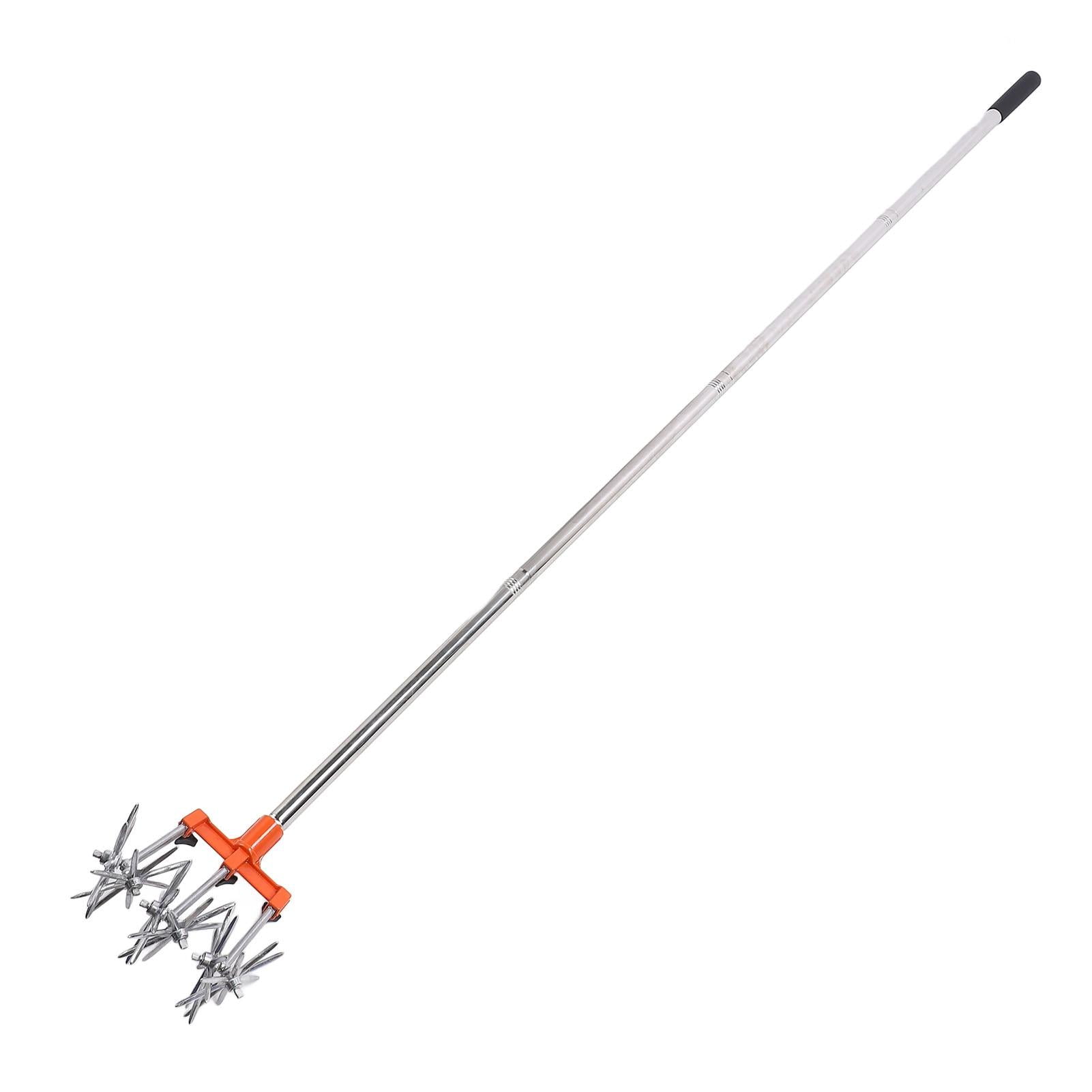 YAHHU Manual Rotary Cultivator – Stainless Steel Teeth, Adjustable Handle, 3 Interchangeable Impellers, Ergonomic Grip