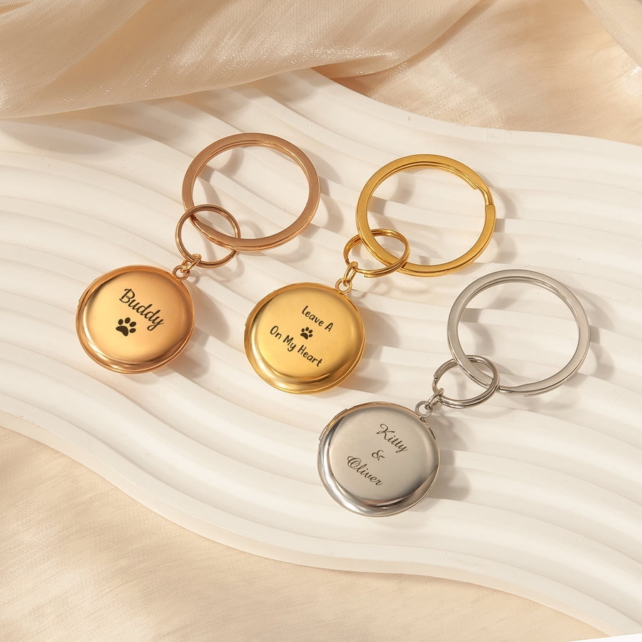 Anavia Engraved Stainless Steel Photo Text Locket Keychain for Women Mother’s Day Birthday