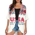 thumbnail image 4 of JULMCOMO 4th of July Lightweight Cardigans for Women Stars Stripes Half Sleeve Patriotic Kimono Cover Ups Summer Tops Red S, 4 of 6