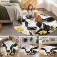 thumbnail image 5 of Farmhouse Cow Round Area Rug 7 FT, Non Slip Living Room Area Carpet, Spring Pastoral Yellow Floral Vintage Washable Soft Circular Rug Non-Shedding Floor Carpet for Bedside Office Play Room Classroom, 5 of 9