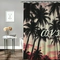 thumbnail image 2 of Orinice  Palm Tree Shower Curtain, Tropical Coconaut Tree Funny Quotes Good Vibles Only Shower Curtain Sets, Black and White Gray Fabric Bathroom Curtain, Hooks Include 60x72, 2 of 7