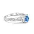 thumbnail image 3 of Halo Round Engagement Ring Blue Topaz CZ 925 Sterling Silver Size 9, 3 of 5