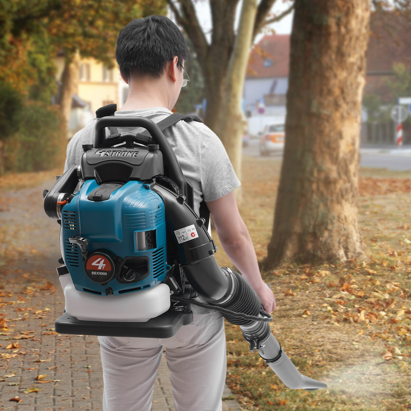 4 Stroke Gasoline Leaf Blower 75.6CC Garden Backpack Gasoline Engine Leaf Blower