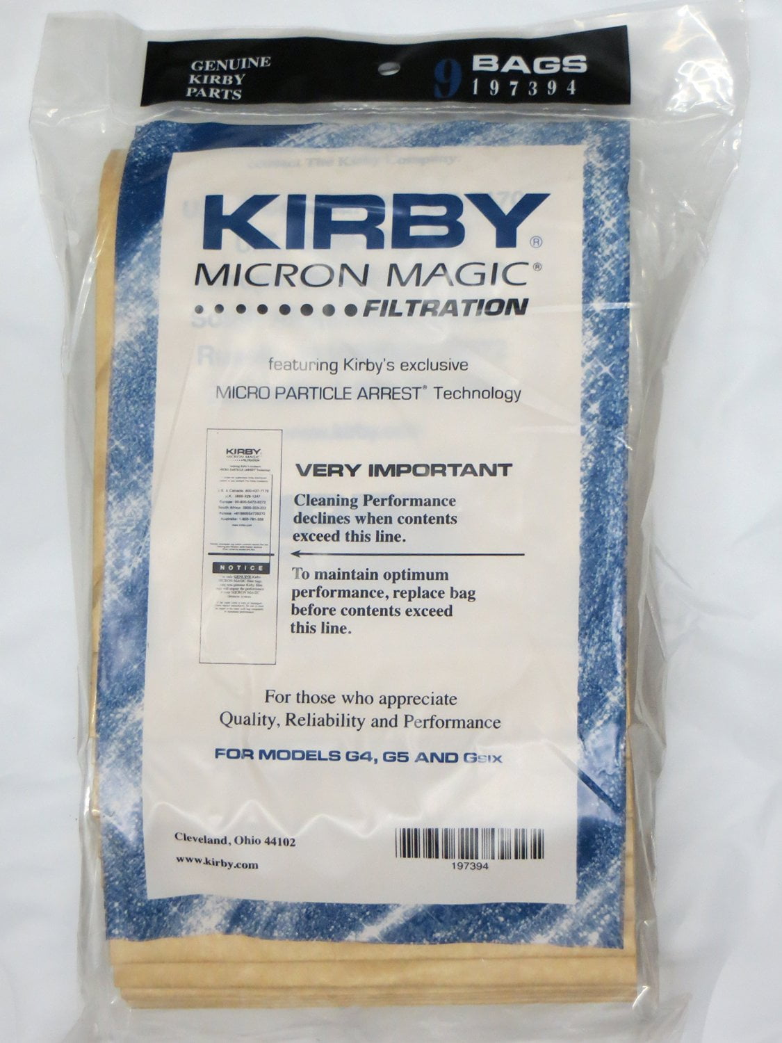 Kirby Micron Magic Vacuum Bags Sentria Ultimate Diamond G6 G5 G4 G3 197394 9pack 