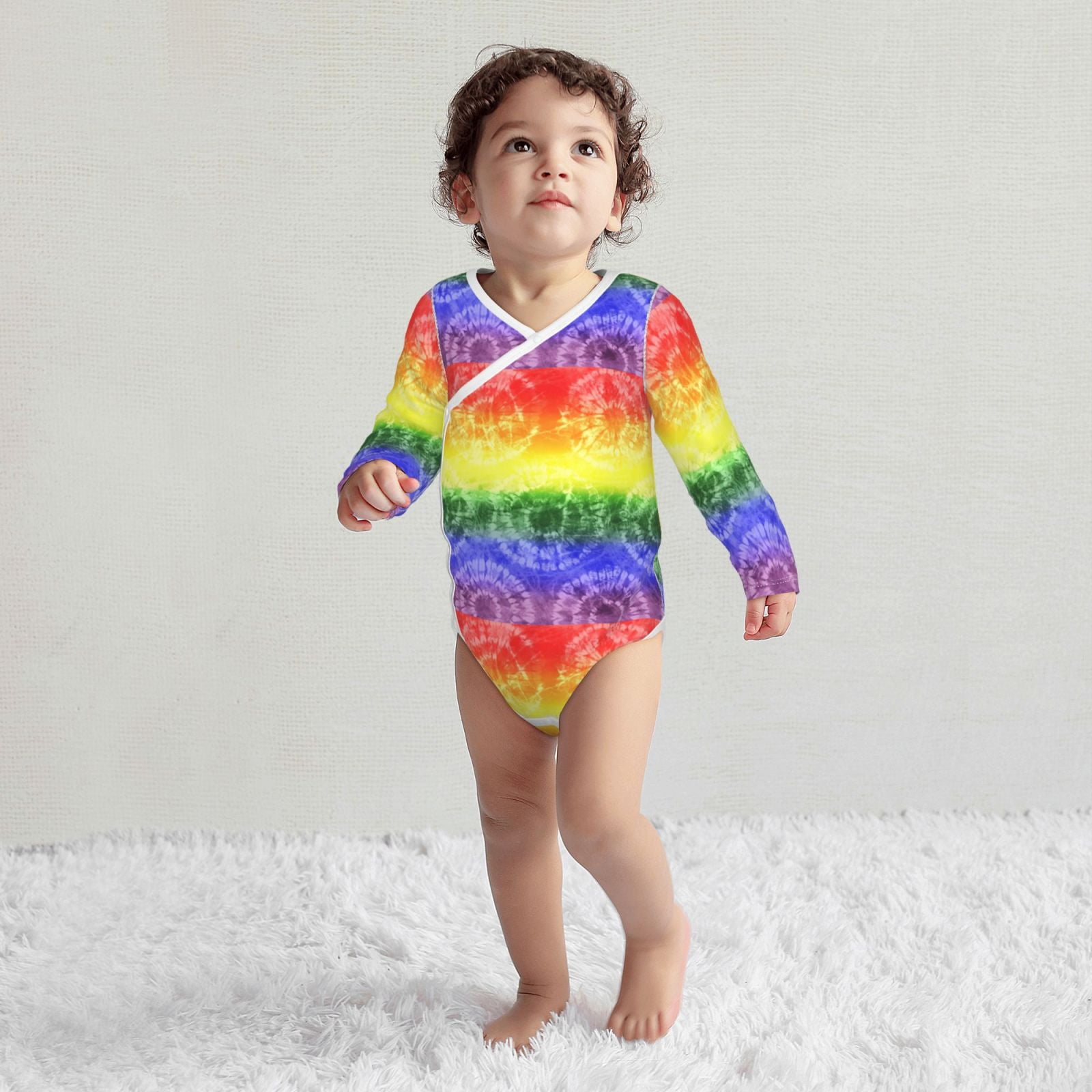 Xecao Colorful Tie Dye Print Baby unisex-baby Cotton Long-sleeve Bodysuits-6 Months