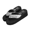 thumbnail image 3 of EeaseMX Sandalias de plataforma con purpurina para mujer, sandalias brillantes con tiras, tacón de cuña antideslizante, talla 38 (plateadas), 3 of 7