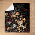thumbnail image 3 of 3D Mushroom Printed Throw Blanket Twin 60x80,Mushroom Decor Curtain Blanket,Bohemian Boho Plant Floral Flannel,Wild Botanical Fungus Jungle Room Decor for Adults Girls Women,Black,Soft Lightweight, 3 of 12