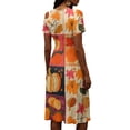 thumbnail image 5 of Women's Casual Halloween Print Sundress 2026 V Neck Short Sleeve Flowy A Line Halloween Print Lightweight Outfit Fall Halloween Cosplay Gathering Wear, 5 of 5