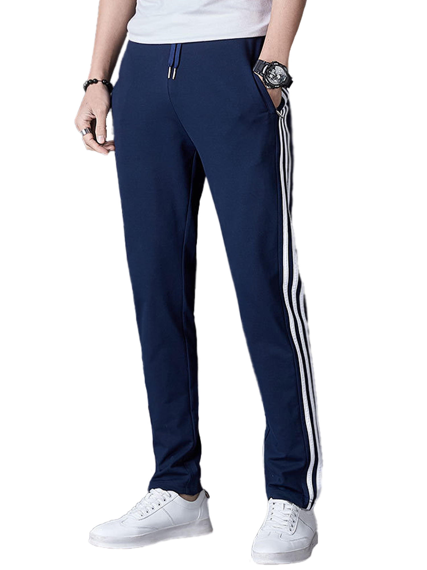 Running Workout Mens Sweatpants with Zipper Pockets Plus Size for Jogging