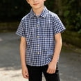 thumbnail image 5 of Guluxicc Button Up Shirts for Kids Boys Short Sleeve Checkered Lapel Tops Casual Summer Breathable Plaid Button Up Shirts, 5 of 6