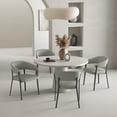 thumbnail image 2 of Belle Stone Grey Textured Leatherette Dining Chair with Metal Legs - Set of 4, 2 of 8