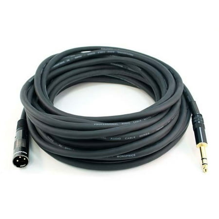 MONOPRICE 50ft Premier Series XLR Male to 1/4inch TRS Male 16AWG Cable (Gold Plated)