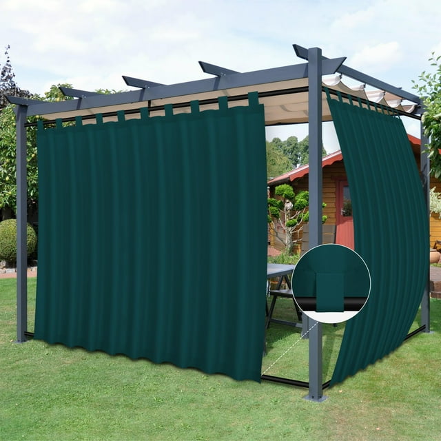 Cortinas de patio para exteriores, fáciles de usar, 110 x 240 cm, color verde azulado, 2 paneles