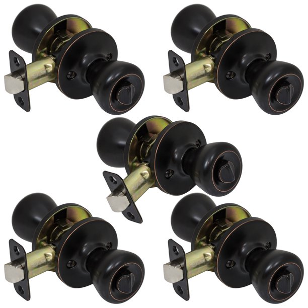 5 Pack of ProGrade Classic Privacy Bed Bathroom Door Knobs Handles