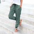 thumbnail image 4 of XAOWF Womens Casual Pants Loose Fit Solid Color Comfortable Drawstring Elastic Waist Slacks With Pockets Trousers For Women Leisure, 4 of 6