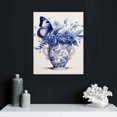 thumbnail image 4 of PIKWEEK  Lotus Flower Wall Art Navy Blue Floral with Butterfly Painting Canvas Prints Zen Artwork for Home Office Living Room Bathroom Decor Each Piece, 4 of 4