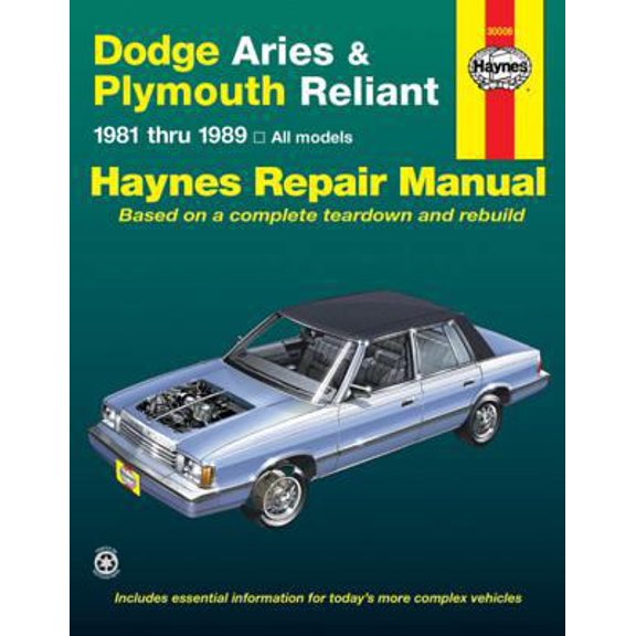 Pre-Owned Dodge Aries and Plymouth Reliant, 1981-1989: Based on a Complete Teardown and Rebuild (Paperback) 1563922282 9781563922282