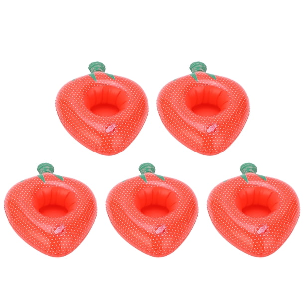 Portavasos flotantes, 10 piezas Posavasos inflables flotantes con forma de fresa, flotadores de taza de fresa, durabilidad probada en el tiempo