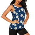 thumbnail image 2 of Xecao Daisies Flowers print women's scoop neck, loose-fit workout tank tops for the gym., 2 of 9