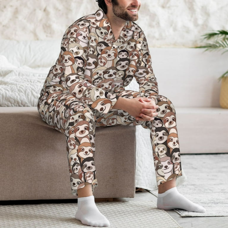Sloth Print Pajama tan Set