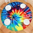 thumbnail image 2 of Colorful Rainbow Tie Dye Spiral Pattern Round Fitted Tablecloth with Elastic Edge,Dining Table Cover Waterproof,Outdoor Round Tablecloth for Camping,Dining,Indoor and Outdoor, 2 of 7