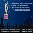 thumbnail image 2 of Gem Stone King 14K Yellow Gold Pink Moissanite and Lab Grown Diamond Pendant Necklace for Women | 1.03 Cttw | Gemstone Birthstone | Octagon 7X5MM | With 18 inch Chain, 2 of 6