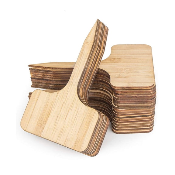 Bamboo Plant Labels For Gardening, 50-Pack Wooden Plant Markers With T-Shape Design For Potted Plants, Succulents, Flowers, Vegetables, Herb Garden, Nursery, Outdoor Indoor Use