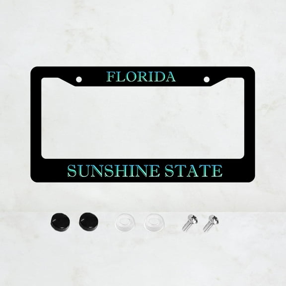 Florida sunshine state license plate frame,Black license plate frame, interesting license plate frame, license plate label, front and rear license plate covers, size 12x6 inch