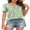 Green Floral Print, variant on WUJINXIA Women's Blouses Summer Short Sleeve Shirts Casual Pleated Floral Tops