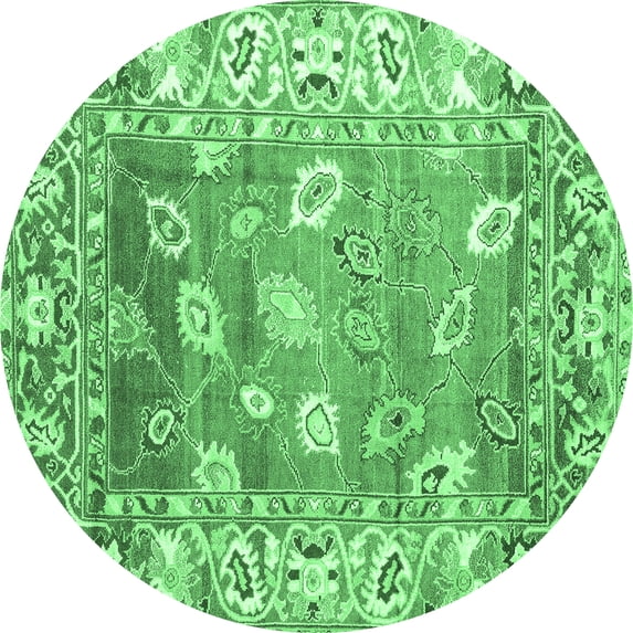 Ahgly Company Indoor Round Oriental Emerald Green Traditional Area Rugs, 6' Round