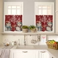 thumbnail image 4 of Christmas Kitchen Curtains and Valances Set, Vintage Watercolor Snowflakes Snowman Red Rod Pocket Window Valance 18 Inch Window Curtain Panels for Living Room Bedroom Laundry, 27.5x36in, 3 Pieces, 4 of 7