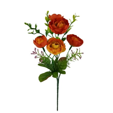 Mainstays 11.5 inches Indoor Artificial Ranunculus Mix Pick, Orange Color.