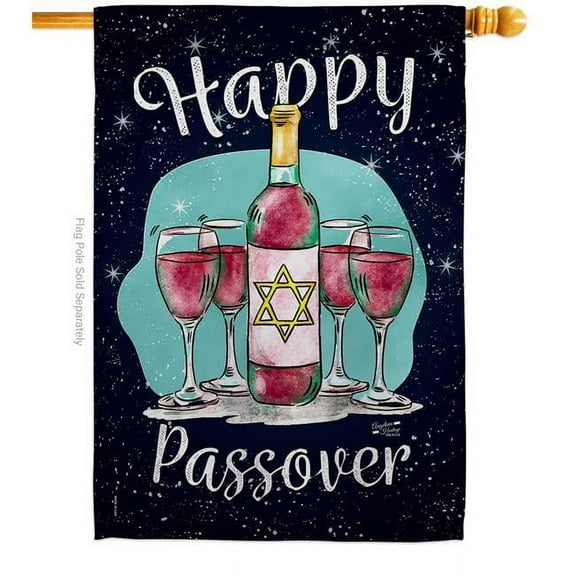 Angeleno Heritage H137002-BO Happy Passover Religious Double-Sided Garden Decorative House Flag, Multi Color