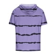 thumbnail image 3 of DDAPJ pyju Graphic Hoodies for Men Casual Striped Print Short Sleeve Hooded T-shirt Lightweight Workout Pullover Hoodie with Drawstring Purple XXXL, 3 of 4
