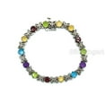 thumbnail image 3 of Multi Color Bracelet, 925 Sterling Silver Bracelet, Multi Gems, CZ Bracelet, Womens Bracelet, Handmade Bracelet, Natural Amethyst Peridot Citrine Topaz Garnet, Chakra Bangle, Christmas, Thanksgiving, 3 of 3