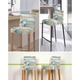 thumbnail image 5 of Teal Brown Beach Coastal Bar Stool Covers Set of 4, Summer Nautical Coral Shell Botanical Vintage Stretch Bar Chair Covers with Backs, Removable Pub Counter Chair Cover for Kitchen Dining Room Cafe, 5 of 7