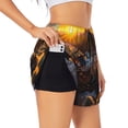 thumbnail image 1 of Balery Lizard With Sunglasses Sunset Pantalones cortos deportivos para mujer con forro y dos bolsillos, elásticos, para entrenamiento, gimnasio, yoga-Small, 1 of 7