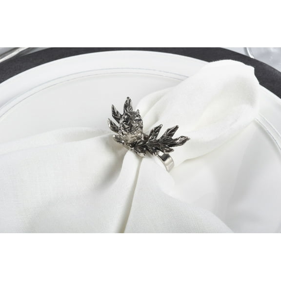 Fennco Styles Classic Brass Design Napkin Ring - Set of 4 (Pine Cone)