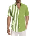 thumbnail image 2 of EQWLJWE Workout Shirts for Mens Summer Collar Shirts Casual Non Positioning Striped Print Short Sleeve Button Down Shirts Loose Fit Beach Shirts for School, 2 of 5