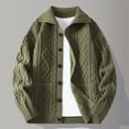 thumbnail image 2 of Mens Causal Cardigan Sweater Knitted Long Sleeve Lapel Collar Button down Loose Cardigans Outerwear with Pocket (XXL, Green), 2 of 4