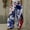 Dark Blue, variant on 4th of July Pants for Women Casual Printing Pockets Elastic Mid-Waist Comfortable Wide-Legged Loose Independence Day Pants for Hiking Biker Golf