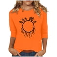 thumbnail image 2 of Wanfds Orange Ladies Tops 2025 Dressy Crew Neck Three-Quarter Sleeve Top M, 2 of 3