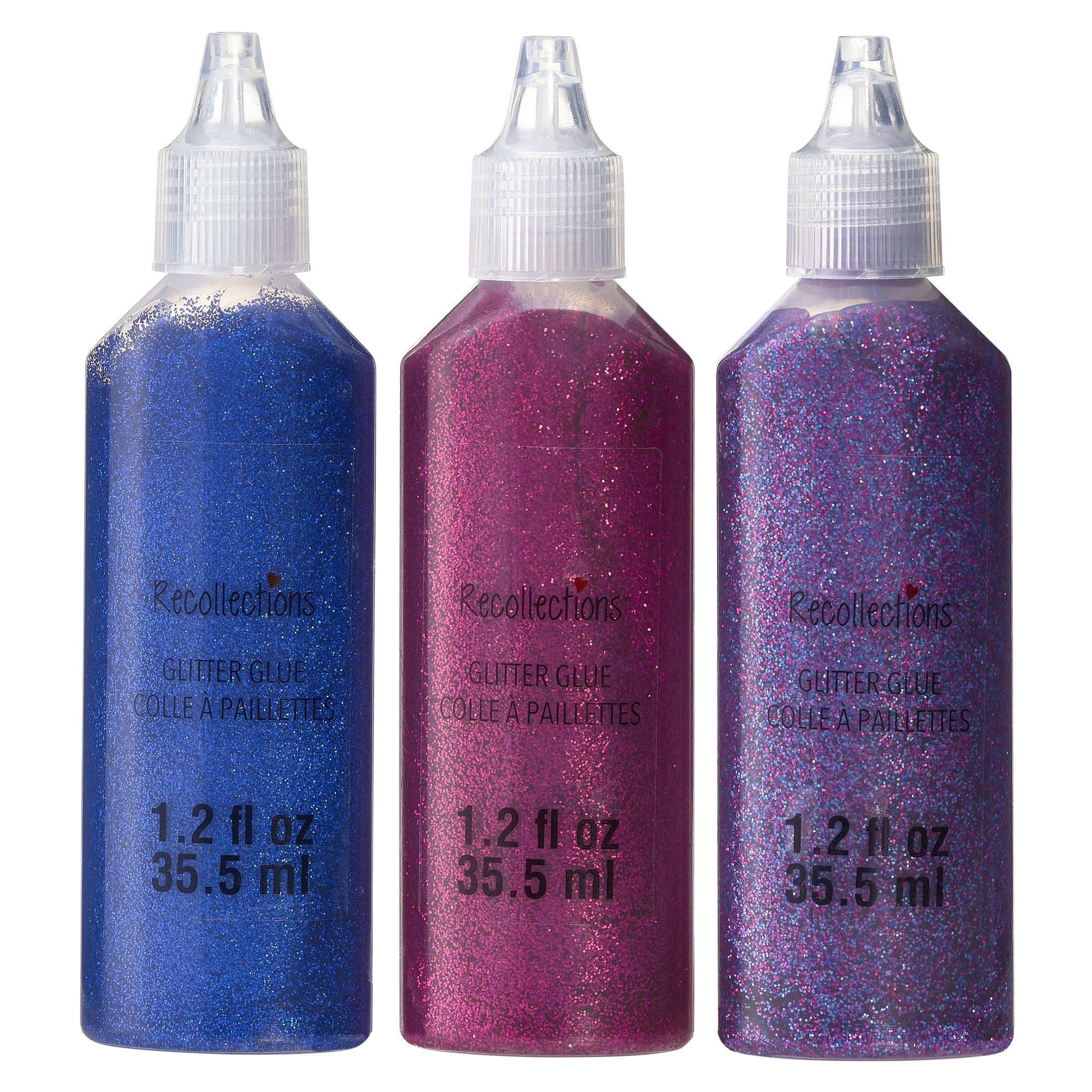 Jewel Tone Glitter Glue by Recollections – Assorted Color Acid-Free Glitter Glue with Fine Tip for Crafts & Paper Projects - 1.2 fl. oz. Bottles - 12 Pack