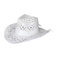 thumbnail image 1 of Straw Hat Ventilated Hollow  Collapsible Western Cowboy Beach Hat Photo Props, 1 of 10