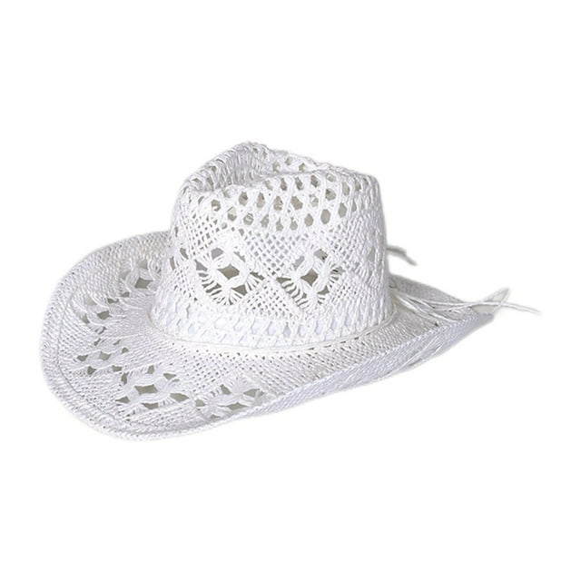 Straw Hat Ventilated Hollow Collapsible Western Cowboy Beach Hat Photo Props