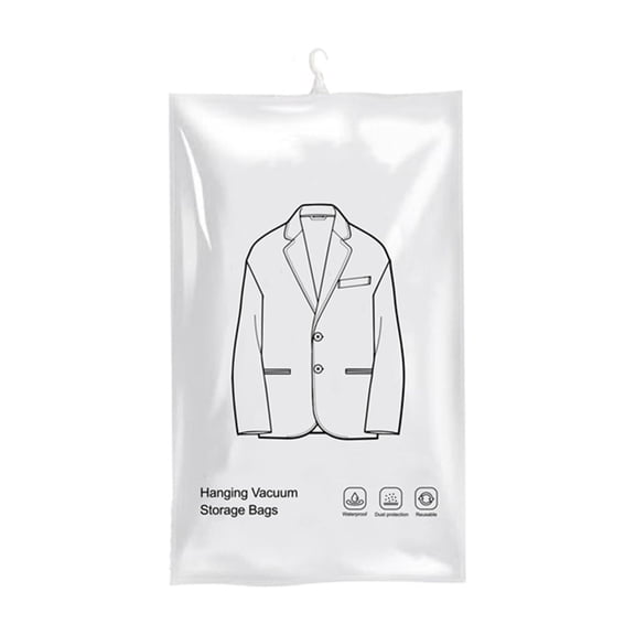 Rectangular Hanging Vacuum Storage Bag, Short Garment Compression Bag for Suits, Coats, Dorm and Closet Storage