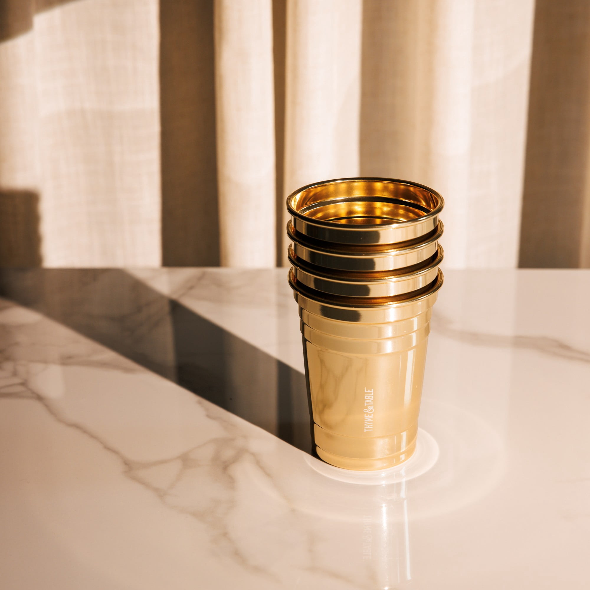 (2 pack) Thyme & Table 17 fl oz Gold Party Cups, Set of 4